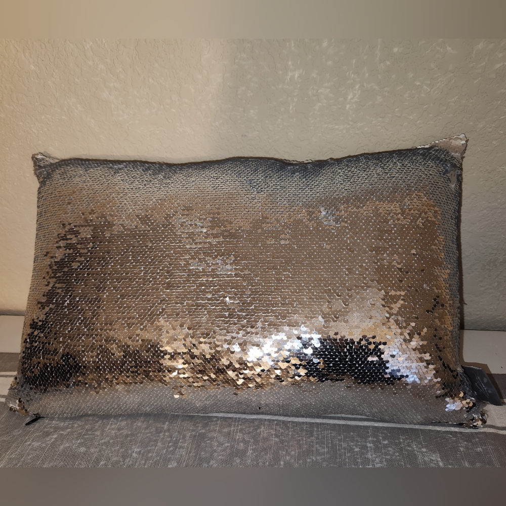 Aviva Stanoff Silver Sequin Pillow